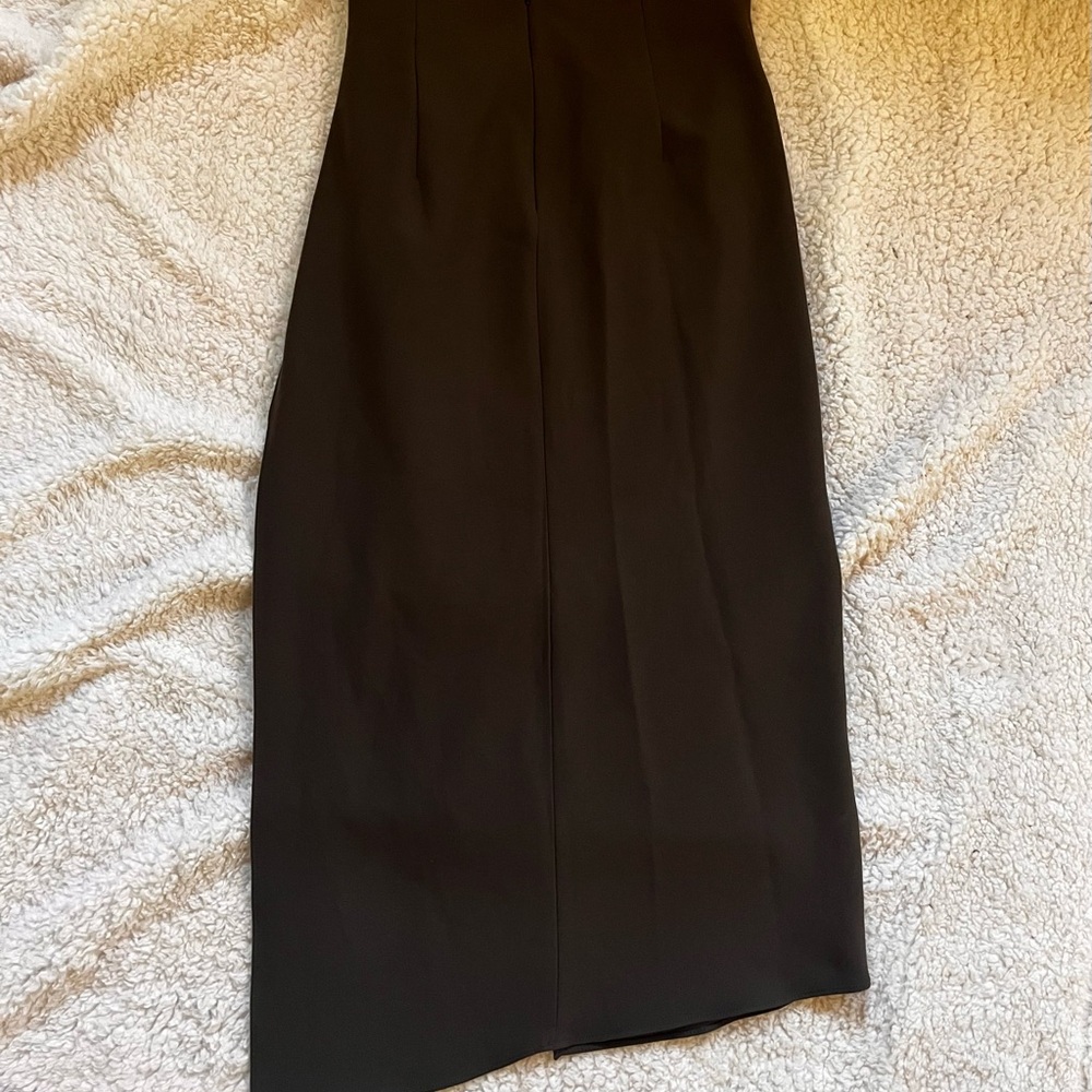 ZARA Olive Green Skirt Asymmetrical Slit Pencil Wiggle Long Midi Edgy Sexy Med - Picture 6 of 7